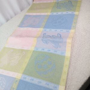 Set of 2 Easter Table Runners Bunny Egg Pastel Spring Dining Decor 72”